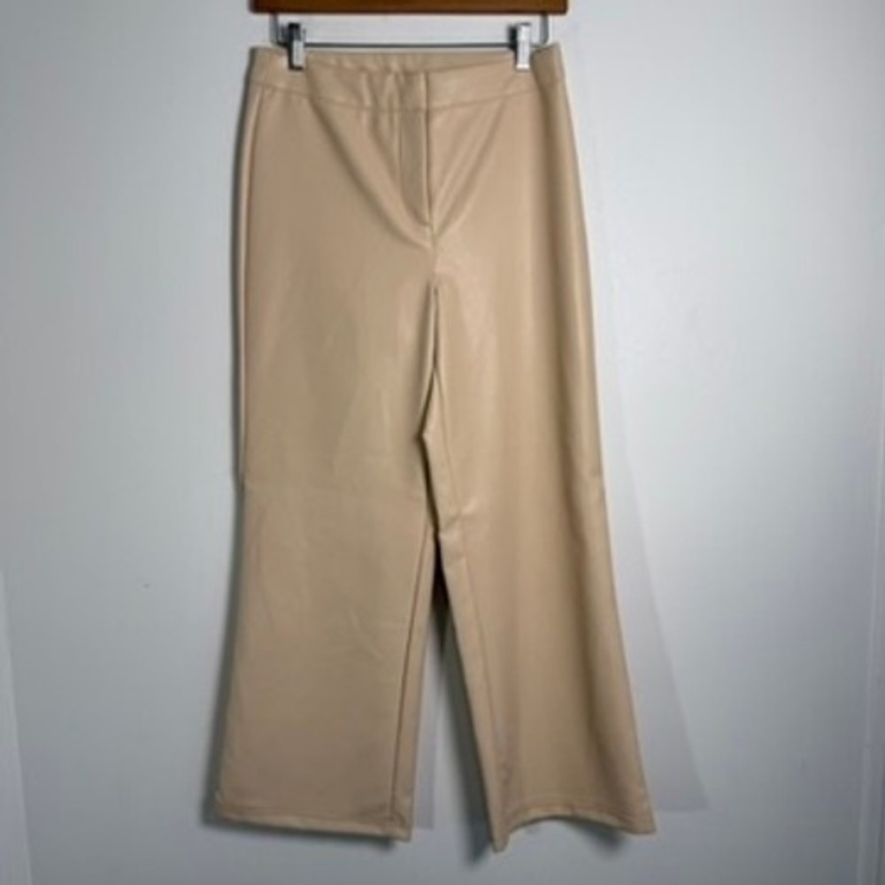 Bagatelle Collection Faux Leather Pants Womens XS Beige Wide Leg High Rise Crop